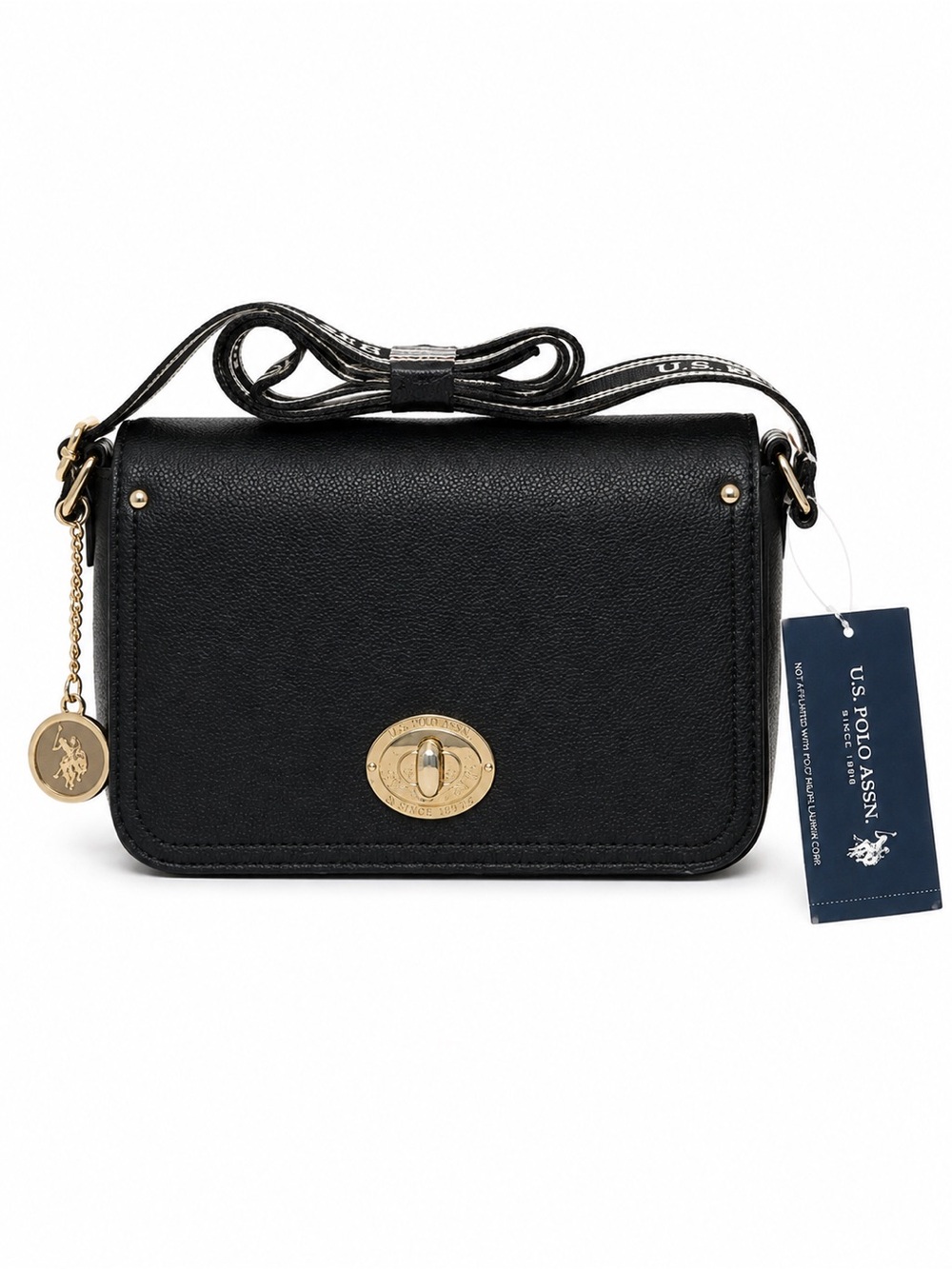 U.S. Polo Assn. Black Crossbody Bag with Gold Accents